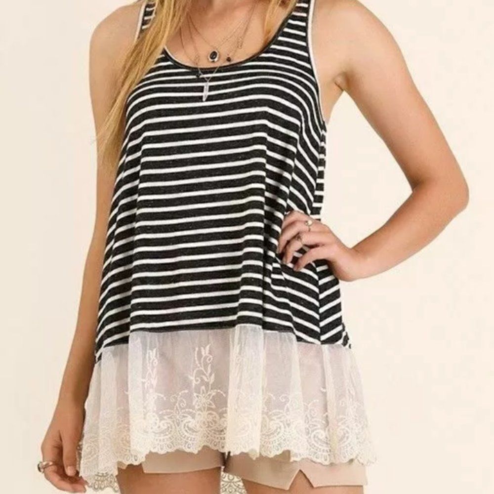 Umgee cream/black striped lace extender - S